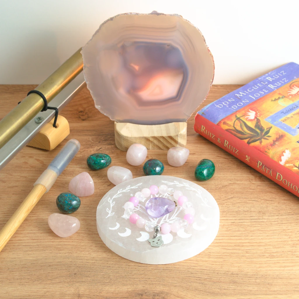 Selenitová destička krystal a měsíce - Obrázek 2